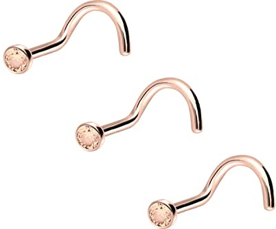 PIERCINGLINE SET Chirurgenstahl Nasenpiercing Nasenstecker Spirale | FLACHE KRISTALLDISC | Piercing Nase Stecker | Farbauswahl