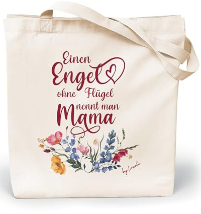 Loxato Muttertagsgeschenk Mama Tasche - Beste Mama Geschenk - Jutebeutel | Stofftasche, Stoffbeutel, Beste Mama und Oma, Mama Oma Tasche, Einkaufstasche, Baumwolltasche 100%, Lange Henkel 70cm