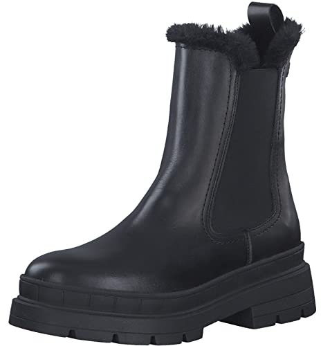 Tamaris Damen Chelsea Boots, Frauen Stiefeletten,TOUCHit-Fußbett,warm gefüttert,Schlupfstiefel,Winterstiefeletten,Boots,Black Leather,40 EU