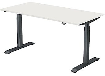 hibitaro Elektronisch Höhenverstellbares Schreibtischgestell Komfort | Komplett-Schreibtisch (Aluminium Schwarz, Dekor Hellgrau)