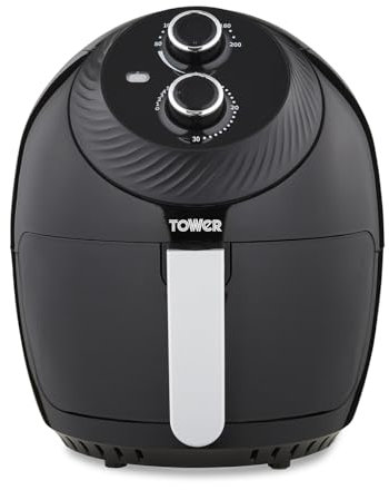 Tower T17082 Vortx Manual Air Fryer with Rapid Air Circulation, 30-Minute Timer, 4L, 1400 W, Black