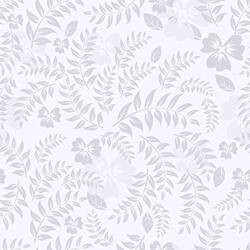 VEELIKE Tapete Blumen Weiß 44.5cm x 900cm Tropische Blätter Fototapete Schlafzimmer Blumentapete Vintage Möbelfolie Muster Schrankaufkleber Badezimmer Klebefolie Möbel Selbstklebende Folie Wand