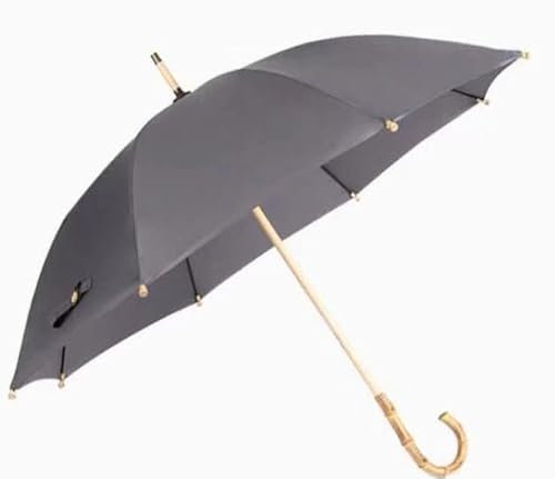 fikujap Man umbrella umbrella outdoor umbrellas handmade in rattan and double bamboo umbrella long fabric British business handle umbrella,Grey