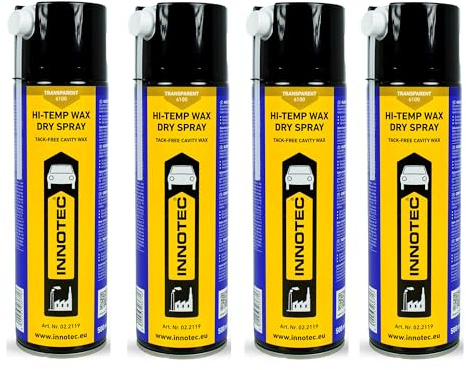 4 pezzi Innotec Hi-Temp Wax Spray per sottoscocca e cavità spray trasparente – Conservazione di livello successivo per automotive e industriali, nessun attaccamento di sporco e polvere – Bomboletta