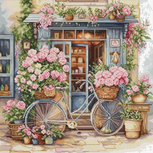 Luca-S Korsstygnskit Flowers Shop, BU5044, korsstygnskit för vuxna, handarbete och broderikit