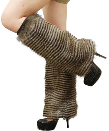 Gefomuofe Plüsch-Beinstulpen für Damen Plüsch Beinwärmer Flauschige Fell-Beinstulpen Fuzzy Fußabdeckung Beinwärmer Stulpen Legwarmers Warme Socken Stulpen Warme Abdeckung Stiefel Overknee-Socken