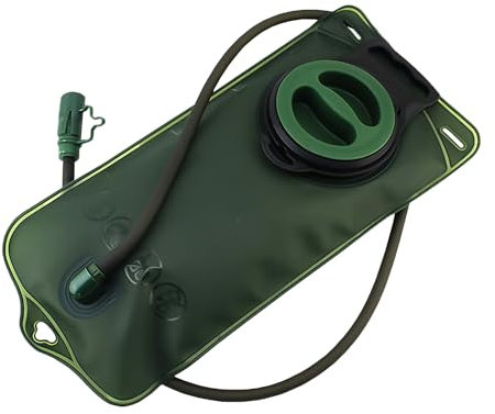 DHSBGWSX 1 sacchetto per acqua verde militare, da 2 l, sacchetto per l'acqua da trekking, contenitore per la riserva d'acqua, ricarica per sacchetti d'acqua, accessori da escursionismo