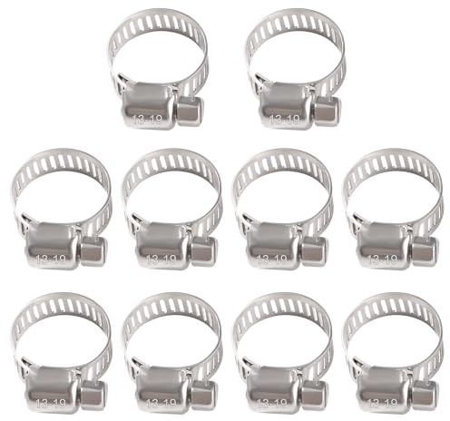 YIXISI 10 Piezas 13-19 mm Abrazaderas de Manguera, Abrazadera de Manguera de Acero Inoxidable 304, Abrazaderas de Tubo Ajustables, para Tubo de Manguera