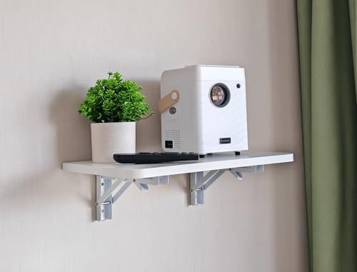 DAZIMOU Estante plegable para proyector de pared, estante flotante plegable montado en la pared, caja de cables, panel montado en la pared, estante para enrutador, accesorios de soporte para proyector