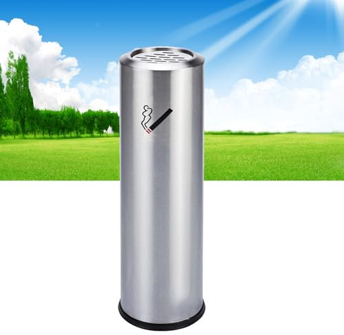 SSLW Standaschenbecher Edelstahl Aschenbecher mit Deckel für Drinnen, Standascher Edelstahl,vertikaler Edelstahl-Mülleimer, Outdoor-Mülleimer für Zuhause, Outdoor, Bar, Büro