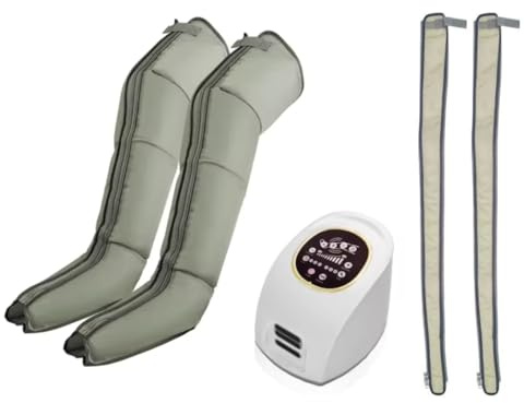 Bein Kompressionsgerät zur Lymphdrainage plus GRATIS Erweiterung, Ödemreduktion, mit pneumatischer Kompression, Bein Massage, inklusive Erweiterungen (Salbeigrün, M)