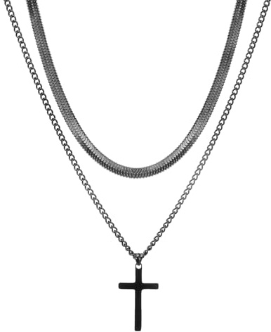 AFSTALR Kreuz Kette Herren Kreuzkette Layered Kreuz Kette