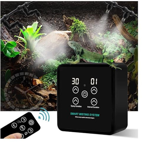 Boyuan Luftbefeuchter Für Reptilien Intelligentes Sprühsystem Mit Timer Und Fernbedienung, Reptiliennebelgerät Mit 360° Verstellbaren Sprühdüsen Für Terrarien, Amphibien, Pflanzen