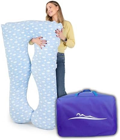 MAKOSAS KomfortKissen ORIGINAL - Premium Orthopädisches Kuschelkissen | Körperkissen | Seitenschläferkissen - Für besseren Schlaf und gegen Rückbeschwerden, 100 x 150 cm (Wolken - Baumwolle)