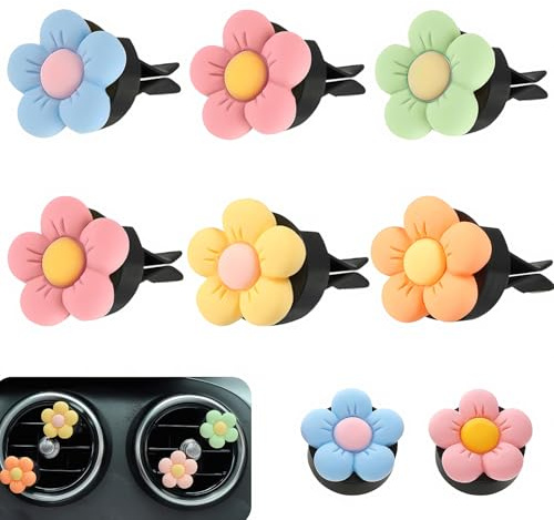 6 Stück Auto Diffuser, Mehrfarbig Auto lufterfrischer Bunte Duftstecker Auto Gänseblümchen Blume Car Essentials Car Decoration Zubehör für Auton Wohnzimmer Büro