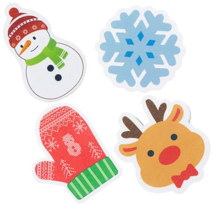 JEWEDECO Christmas Dishwashing Sponge Set 4pcs Snowman, Glove, Reindeer, Snowflake Patterns – Reusable Kitchen Cleaning Sponges for Household Dish Scrubbing