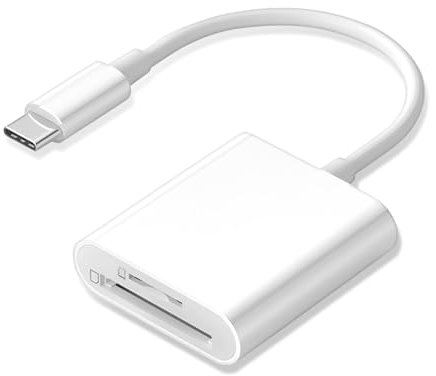 USB C SD Card Reader, Type C Card Reader with Dual Slot Memory Card Reader Trail Camera Viewer USB C to SD Card OTG Adapter for iPhone 15 16/iPad/MacBook/Mac, and More Type-C Devices, Plug and Play