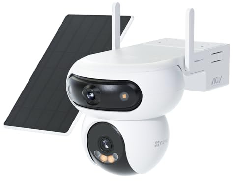 EZVIZ 4MP+4MP Dubbla Linser 360° Övervakningskamera Utomhus Wifi Trådlös med 10400mAh Batteri, Always-on Videoläge, Person-/Fordonsdetektering, Automatisk Spårning, Färgnattseende, HB90+8W Solpanel