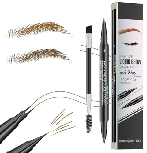 Augenbrauenstift, 2-in-1 Dual-Ended Augenbrauen Stift Wasserfest, Microblading Augenbrauenstift mit Präziser Pinselspitze, Augenbraunstift Kann Leicht Natürliche Augenbrauenfarbe, Hellbraun