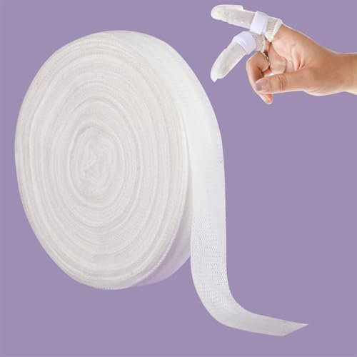 Net Tubular Bandage Finger Wound Dressing Tubing Gauze Breathable Thumb Toe Wound Covers Stretch Dressing Wrap Bandages for Finger Applicator Splint, 1.5CM X 20M
