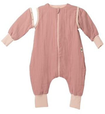 Mababu – Schlafsack mit Füßen 0 5 TOG – Musselin Sommerschlafsack Baby aus 100% GOTS Bio Baumwolle – Umklappbare Bündchen, abnehmbare Ärmel & YKK Reißverschluss – Babyschlafsack Unisex Größen 70-110cm