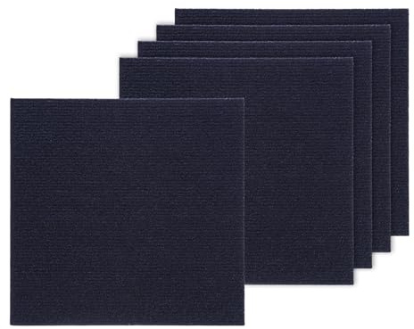 sourcing map Lot de 5 carreaux de moquette autocollants antidérapants pour chambre à coucher, salon, cuisine, salle à manger, bleu foncé, 30,5 x 30,5 cm