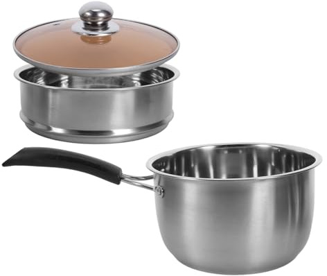 GLEAVI Olla De Condimentos Al Vapor Olla Vaporera De Acero Inoxidable Con Asa Para Cocinar Al Vapor Preparar Sopa o Leche Para Uso Diario Cocina