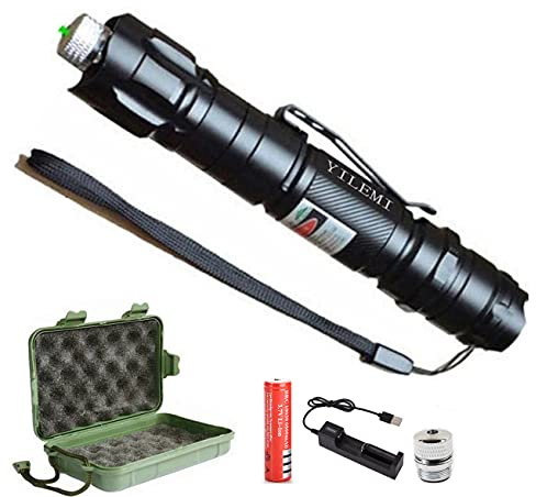 YILAYMEI Torcia portatile ad alta potenza, mini torcia elettrica professionale a luce verde per campeggio all'aperto, escursioni notturne, giocattoli per gatti, insegnanti