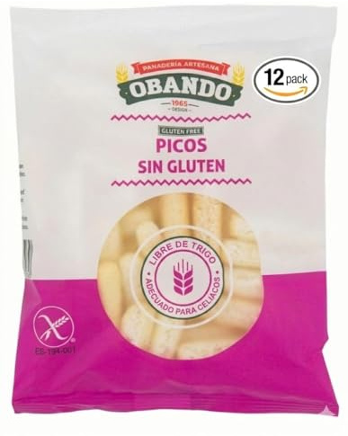 Diaz Cadenas - Picos Obando Sin Gluten 80g Pack 12 Unidades – Picos Artesanos Crujientes, Aperitivo para Hostelería y Restauración