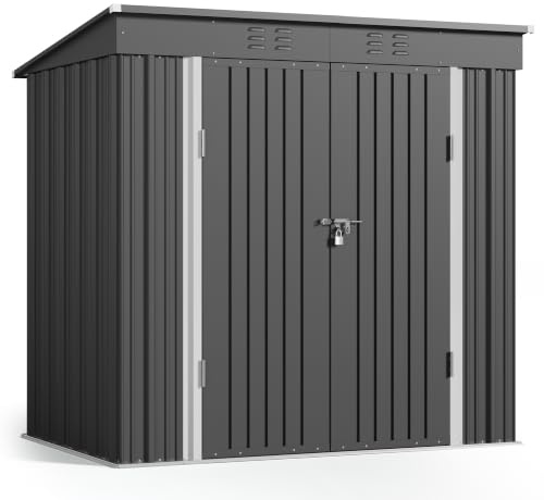 Blishom Abri de Jardin Métal 195 x 131 x 181 cm (2,55 m²),Gris | Cabanon de Rangement en Acier Galvanisé avec Fondation et Portes Verrouillables, Jardin Terrasse
