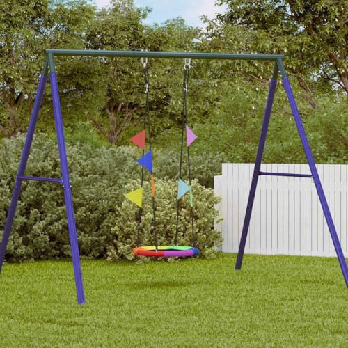 Runheo Columpio nido azul de poliéster, 60 x 60 x 180 cm, resistente a la intemperie, para jardín y terraza, columpio colorido para niños, soporta hasta 100 kg