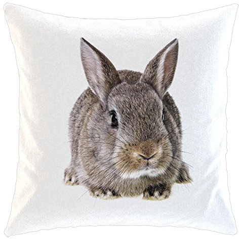 Kissen/weiches Kuschelkissen mit Füllung - Motiv: Kaninchen grau meliert| 016