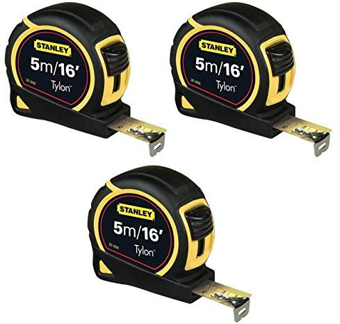 Stanley 5m Tape Measure 5 Metre 16ft Tylon STA130696 New 1-30-696 ** 3 Pack **