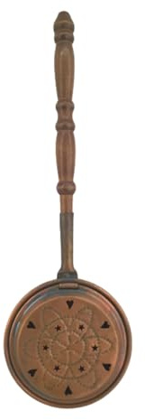Artisanatodaloise – Chauffe-plat en cuivre Cœurs Étoiles Manche bois pour ameublement artisanal – Chauffe cœurs