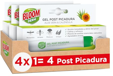 Bloom Derm Gel Post Picadura Con Aloe Vera (pack de 3 x 10 ml), gel que alivia de manera rápida y eficaz el escozor por las picaduras de insectos