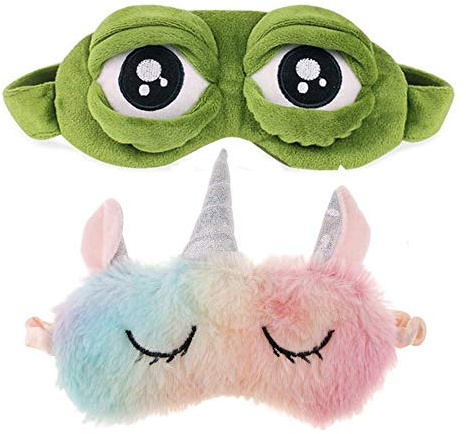 Schneespitze 2-teilige Augenmaske, lustige Froschaugenmaske, Motiv: Frosch, Maske, Einhorn, Schlafmaske für Männer, Frauen und Kinder
