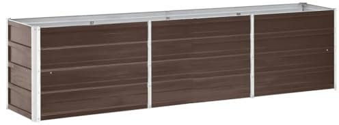 vidaXL Galvanized Steel Raised Garden Bed, Brown Planter Pot, Large Outdoor Patio/Garden Container, Weather-Resistant, Easy to Assemble, Size 240x40x45 cm