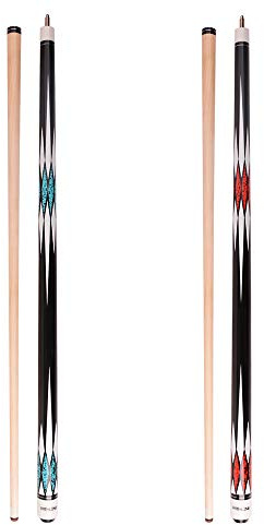 Pathline Billard-Queuestab – 147,3 cm kanadischer Ahornholz, Profi-Billardstock (4 Farben, 510 g, 538 g, 567 g, 595 g) (Set von 2 Farben (rot, blau)
