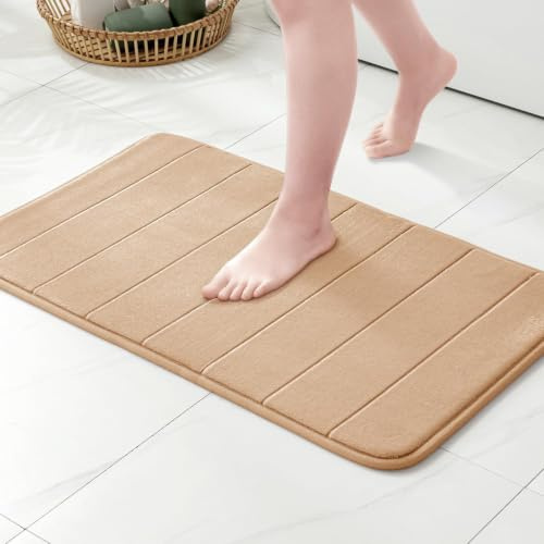 MIULEE Badezimmerteppich Memoryschaum Badematte Badteppich Kamel 40x60cm | Wasserabsorbierend Duschvorleger Teppich Badvorleger Duschmatte Deko Fussmatte rutschfeste Matte für Badezimmer Wohnzimmer