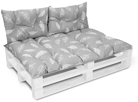 Amilian Ensemble de coussins de banc de jardin, pour dossier et siège, coussins de palette européen, rembourrage, 80 x 120 cm, avec 2 coussins de 40 x 60 cm