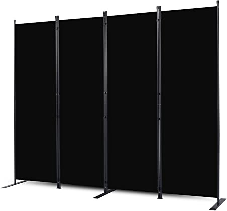 CHOSENM Room Divider, 4 Panel Folding Privacy Screens with Wider Feet, 6 Ft Portable Room Partition for Room Separator, Room Divider Panel 88 W X 71 H, Partition Room Dividers Freestanding，Black