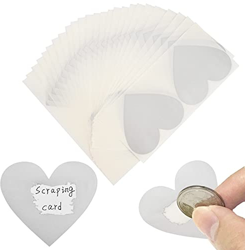 AIYONG 50 Stück - 75mm Herz Rubbelaufkleber Rubbellose Selber Machen, Scratch off Sticker, Rubbellose Scratch Sticker Rubbel Etiketten Herz Rubbellos Aufkleber für Überraschung(Silber)