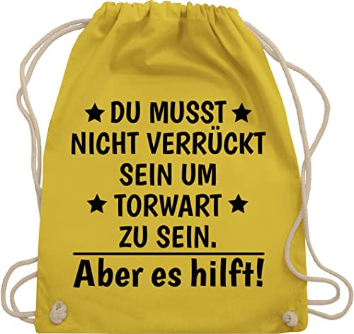 Shirtracer Turnbeutel Rucksack - Handball EM 2026 Trikot Ersatz - Du musst nicht verrückt sein um Torwart zu sein aber es hilft - Unisize - Gelb - handballbeutel handballer kinderturnbeutel