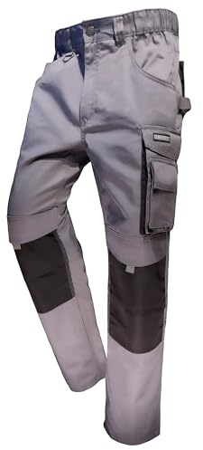 Concreed Work Pants Men - Arbeitshosen Männer | Cargohose Herren in Schwarz Grau | Arbeitshose Herren Lang mit Stretch - Bund und Kniepolster – Taschen und Seitentaschen für Werkzeug | Größe 50