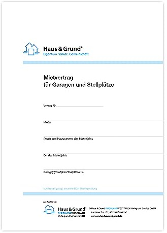 Haus & Grund Mietvertrag fuer Garagen und Stellplaetze (1 Satz, 2 Exemplare)