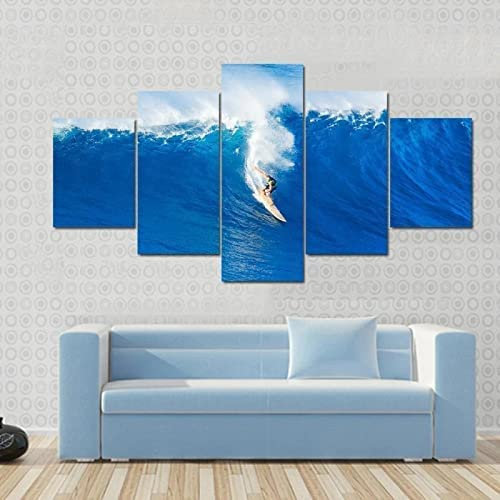 Kunstdrucke Gemälde 5 Teilig Leinwand Drucke,Wand Für Zuhause Malerei Wohnzimmer Wohnung Deko Modulare Bilder Extremer Surfer Hd Gedruckt Poster Rahmenlos 150 X 100 Cm Schlafzimmerbürohotelwandkunstf