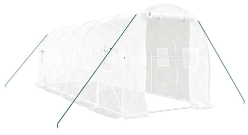vidaXL Gewächshaus mit Stahlrahmen Weiß 12 m² 6x2x2 m