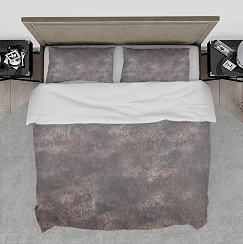 HOBBOY Rustikales graues 3-teiliges Bettbezug-Set mit Reißverschluss Mikrofaser bequem und langlebig Bettbezug 4 Bänder 2 Kissenbezüge Keine Laken 200x200 cm