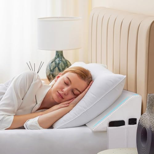 Bedluxe King Wedge Pillow Headboard (76x10x6), Bed Wedge Pillow for Headboard, Foam Headboard Pillow, Bed Gap Filler King - Fill The Gap (0-7), Mattress Gap Filler (White)