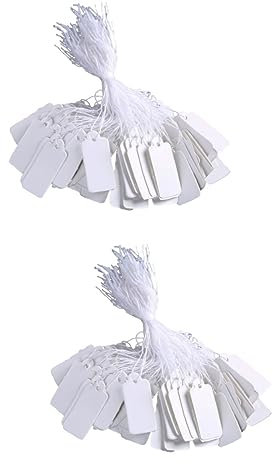 Ciieeo 2000stücke Weiße Preisetiketten Mit Aufhängeschnur Beschriftbare Preisschilder Für Schmuck Kleidung Und Bastelarbeiten Markierungsetiketten Für Warenpräsentation